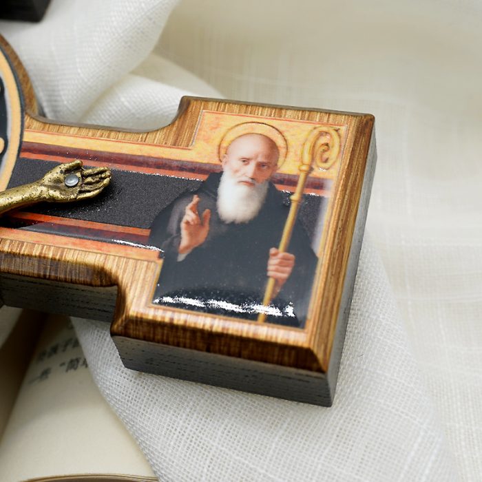 圣本笃十字架-桦木合金青铜色圣尸挂件-28.5x22cm Catholic religious art