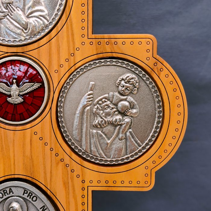 十字架-圣衣圣母-橄榄木-带底座-23x15.5cm Catholic religious art