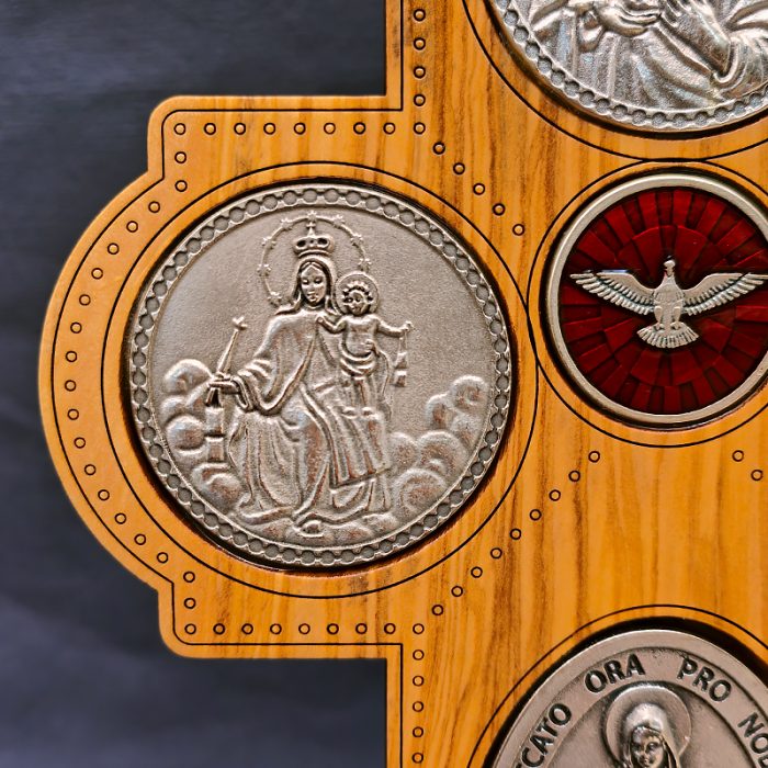 十字架-圣衣圣母-橄榄木-带底座-23x15.5cm Catholic religious art