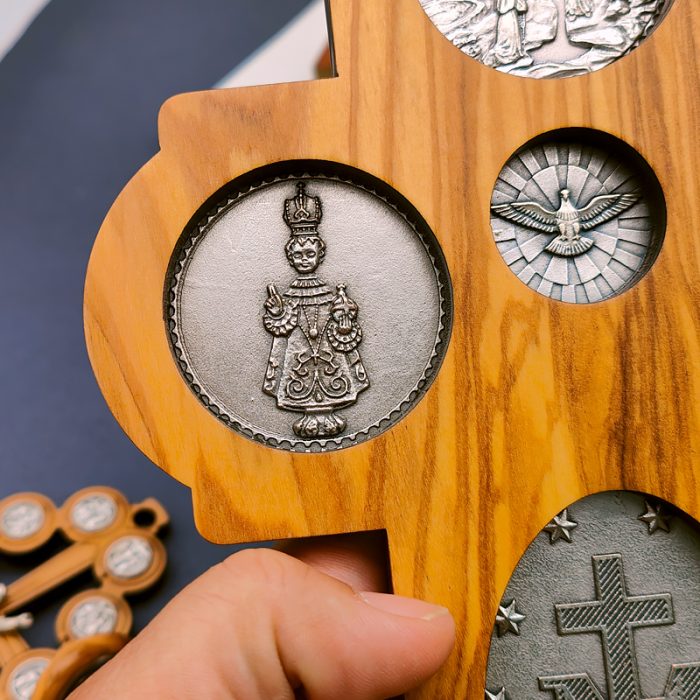 十字架-圣衣圣母-橄榄木-带底座-23x15.5cm Catholic religious art