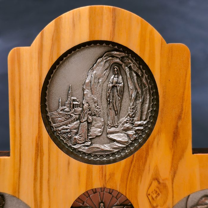 十字架-圣衣圣母-橄榄木珐琅-带底座-23x15.5cm Catholic religious art