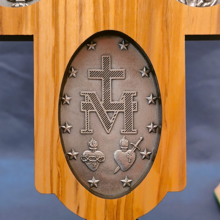 十字架-圣衣圣母-橄榄木珐琅-带底座-23x15.5cm Catholic religious art