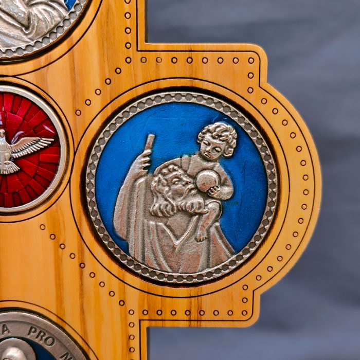 十字架-圣衣圣母-橄榄木珐琅-带底座-23x15.5cm Catholic religious art