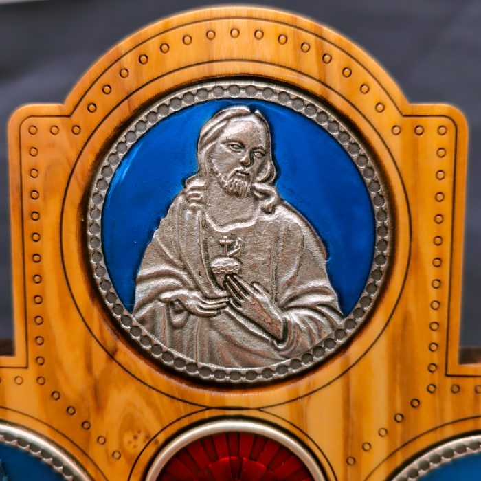 十字架-圣衣圣母-橄榄木珐琅-带底座-23x15.5cm Catholic religious art