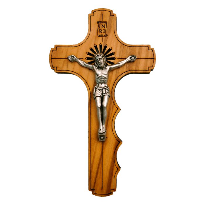 十字架-橄榄木手形带合金圣尸带包装盒-12x6.7cm Catholic religious art