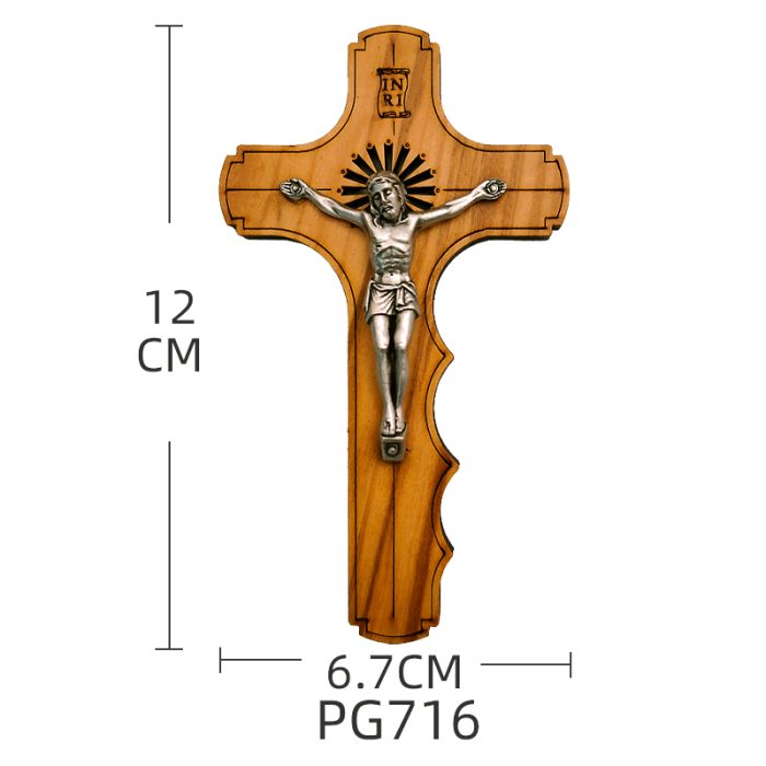 十字架-橄榄木手形带合金圣尸带包装盒-12x6.7cm Catholic religious art