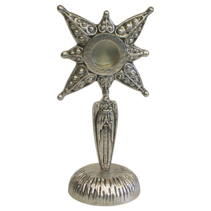 GOLDEN RELIQUARY WITH ANGEL Catholic religious art