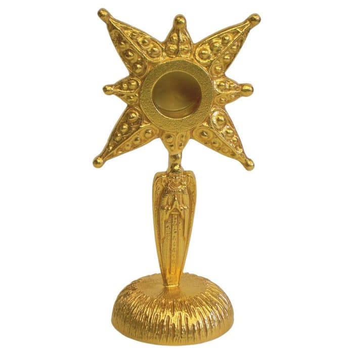 GOLDEN RELIQUARY WITH ANGEL Catholic religious art