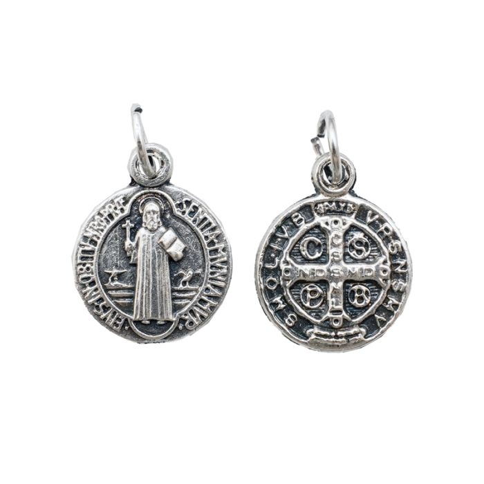 DIY小吊牌-圣本笃圆形-锌合金-1.4cm Catholic religious art