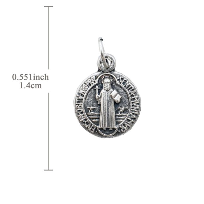 DIY小吊牌-圣本笃圆形-锌合金-1.4cm Catholic religious art