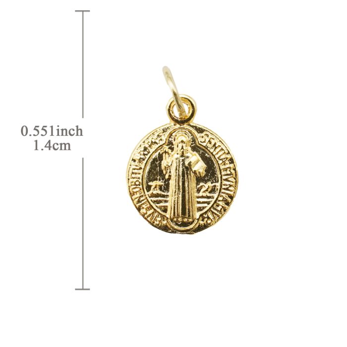 DIY小吊牌-圣本笃-锌合金-金色-1.4cm Catholic religious art
