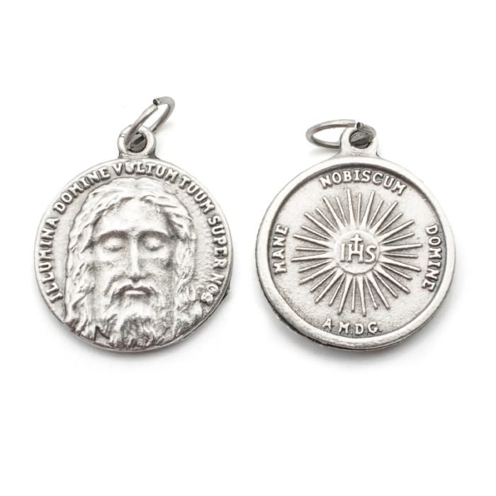 DIY小吊牌-基督圣容+HIS十字架-锌合金-镀银-2cm Catholic religious art