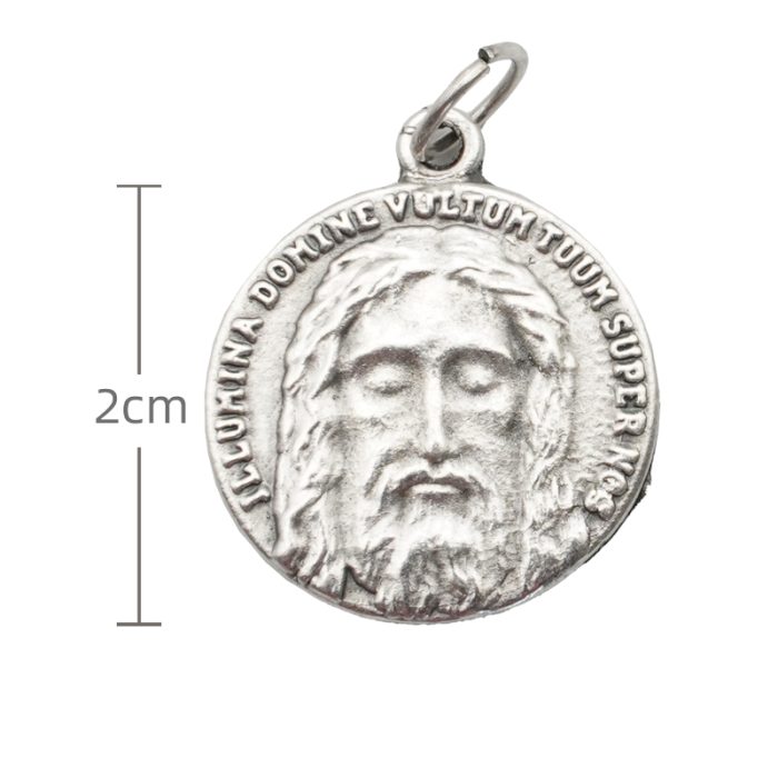 DIY小吊牌-基督圣容+HIS十字架-锌合金-镀银-2cm Catholic religious art