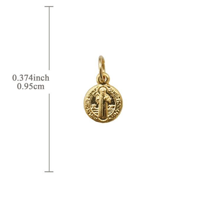DIY小吊牌-圣本笃-锌合金-金色-0.9cm Catholic religious art