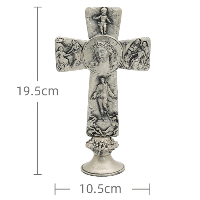十字架-耶稣圣容-锌合金-银色-19.5x10.5cm Catholic religious art
