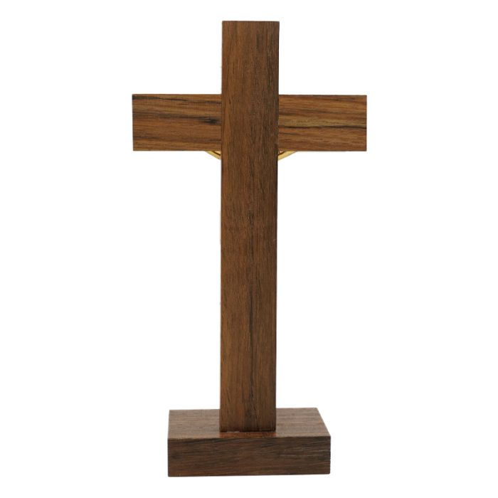 十字架-基督-胡桃木金色圣尸摆台-18x9cm Catholic religious art
