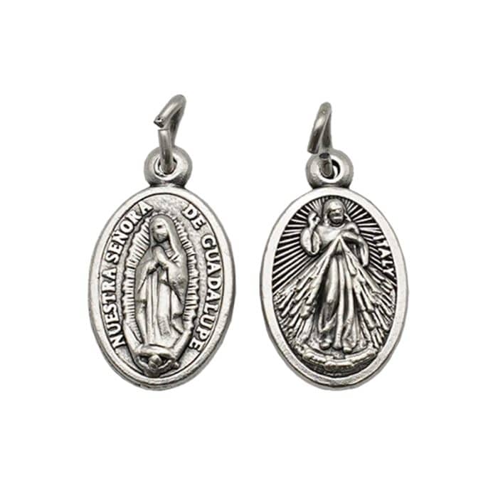 DIY小吊牌-瓜达卢佩+上主慈悲-锌合金-1.7cm Catholic religious art