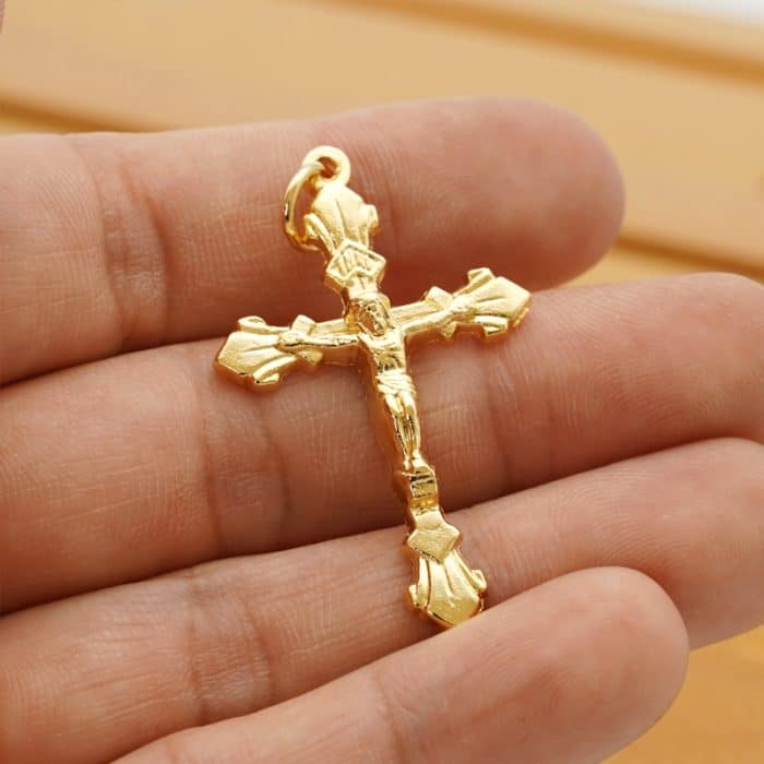 DIY十字架-锌合金-金色-3.6cm Catholic religious art