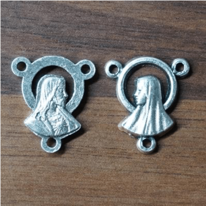 DIY三通-耶稣圣心+圣母-锌合金-1.3cm Catholic religious art