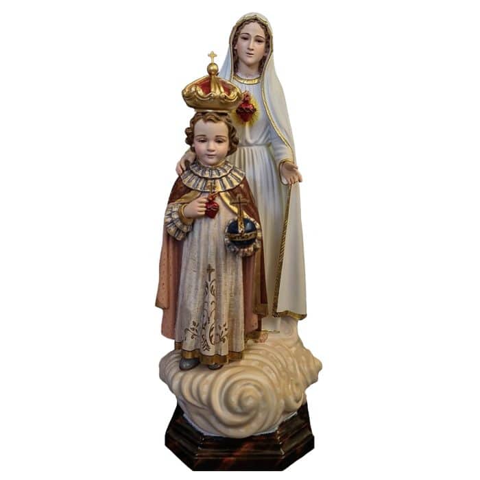 葡萄牙木雕-圣母圣心与布拉格圣婴耶稣 Catholic religious art