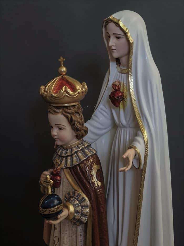 葡萄牙木雕-圣母圣心与布拉格圣婴耶稣 Catholic religious art