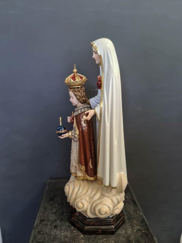 葡萄牙木雕-圣母圣心与布拉格圣婴耶稣 Catholic religious art