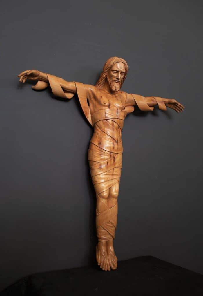 葡萄牙木雕-复活的基督（打蜡木雕） Catholic religious art