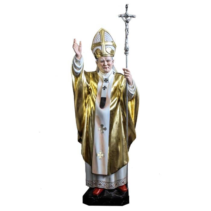 葡萄牙木雕-圣若望保禄二世教宗像 Catholic religious art