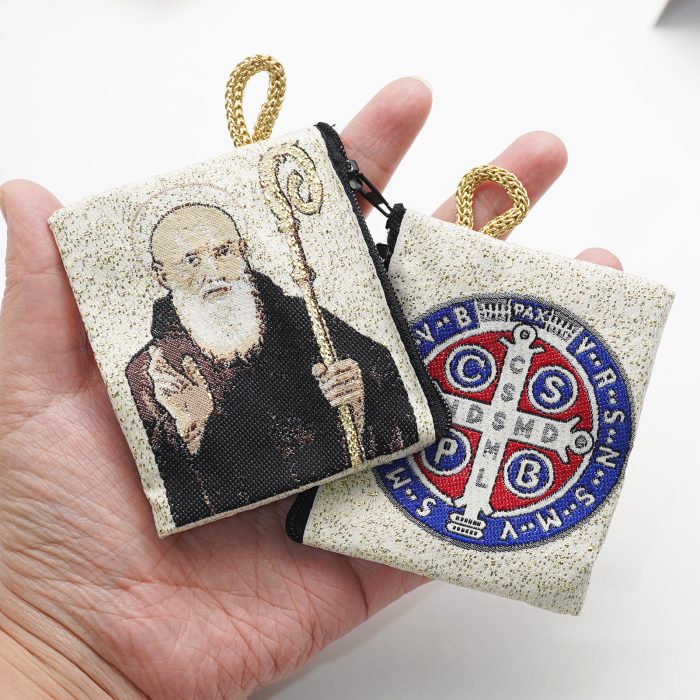 意大利念珠包-圣本笃 - 6.6x7.2 cm Catholic religious art