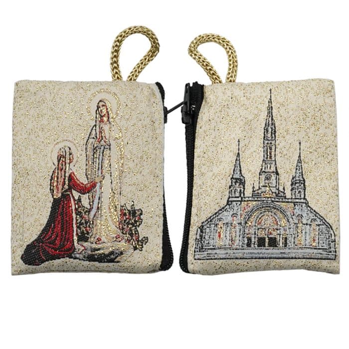 意大利念珠包-露德圣母 - 6.6x7.2 cm Catholic religious art
