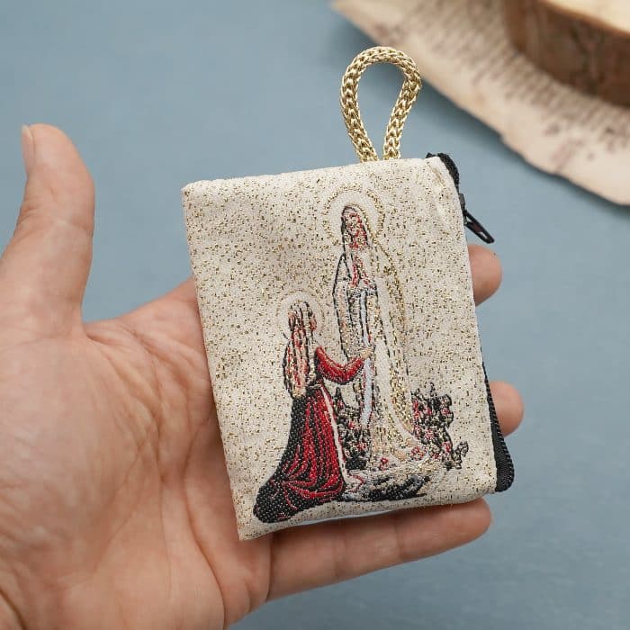 意大利念珠包-露德圣母 - 6.6x7.2 cm Catholic religious art