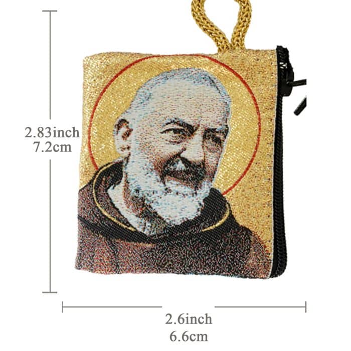 意大利念珠包-庇护神父+永援圣母 - 6.6x7.2 cm Catholic religious art