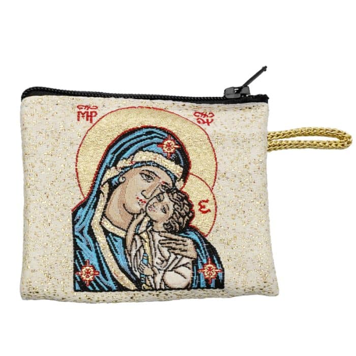 意大利念珠包-圣母抱耶稣 - 6.6x7.2 cm Catholic religious art