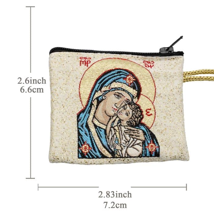 意大利念珠包-圣母抱耶稣 - 6.6x7.2 cm Catholic religious art