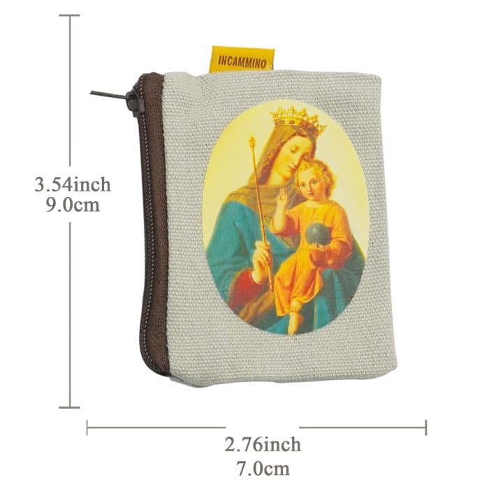 双面帆布念珠包-进教之佑-7x9cm Catholic religious art