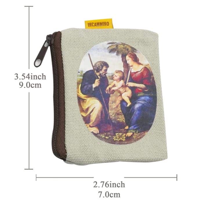双面帆布念珠包-圣家-7x9cm Catholic religious art
