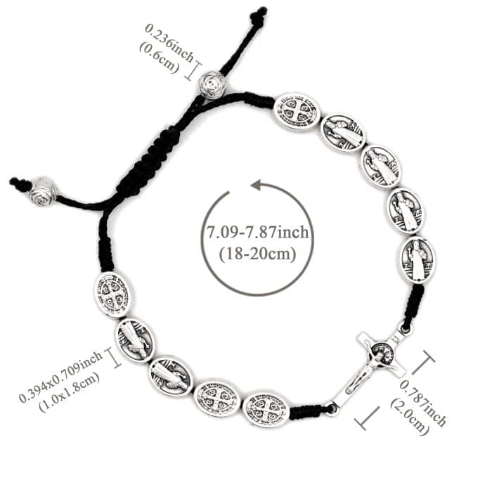 绳编手链手串-圣本笃-抽拉绳编 Catholic religious art