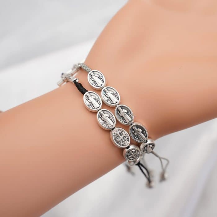 绳编手链手串-圣本笃-抽拉绳编 Catholic religious art