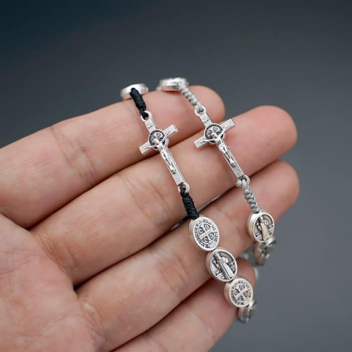 绳编手链手串-圣本笃-抽拉绳编 Catholic religious art