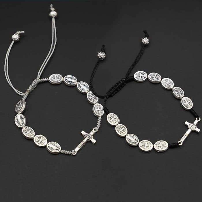 绳编手链手串-圣本笃-抽拉绳编 Catholic religious art