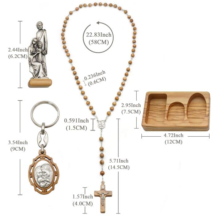 玫瑰念珠-圣家-橄榄木套装 Catholic religious art