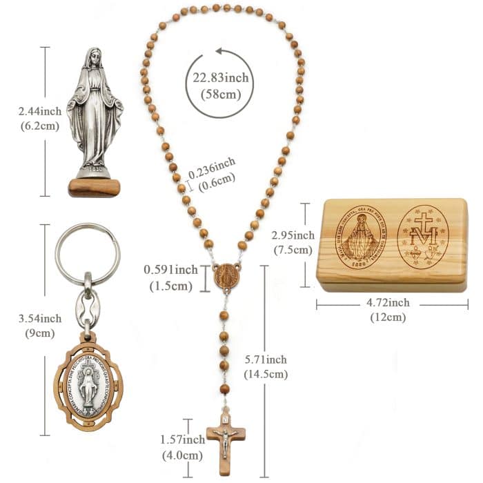 玫瑰念珠-无染原罪-橄榄木套装 Catholic religious art