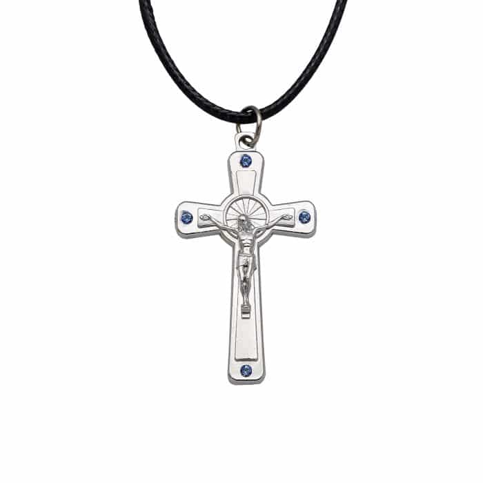 金属十字架-耶稣受难像-蓝钻-无镍-3.7x2.2cm Catholic religious art