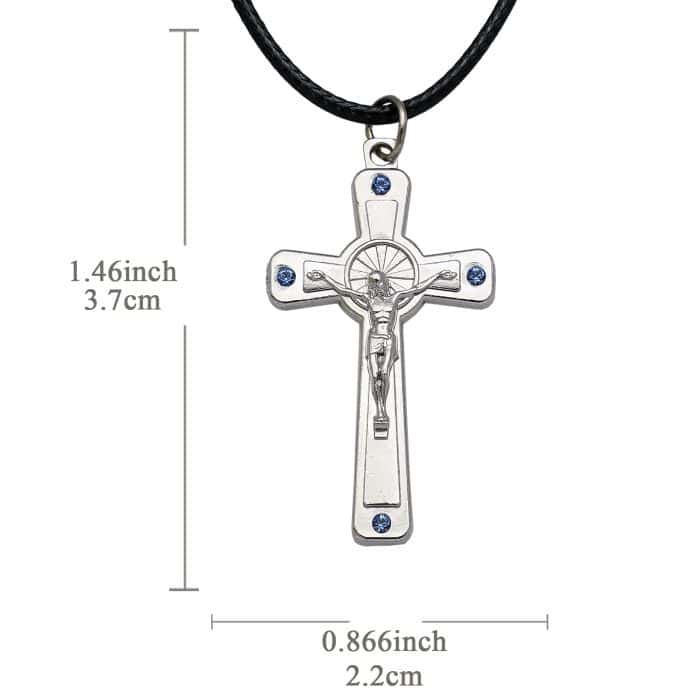 金属十字架-耶稣受难像-蓝钻-无镍-3.7x2.2cm Catholic religious art