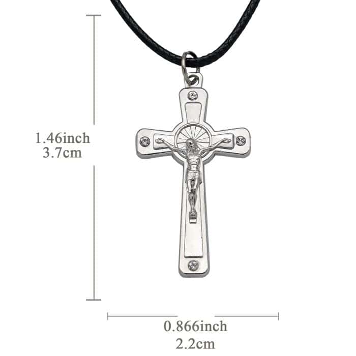 金属十字架-耶稣受难像-白钻-无镍-3.7x2.2cm Catholic religious art