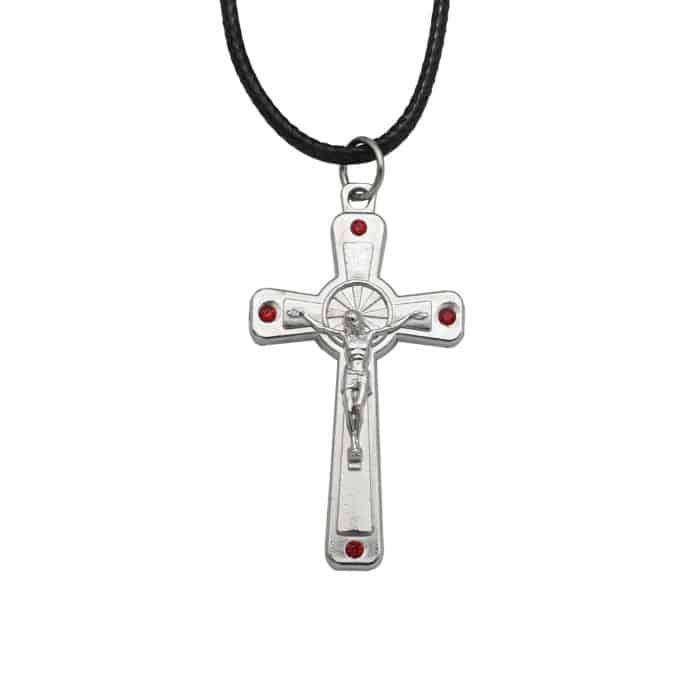 金属十字架-耶稣受难像-红钻-无镍-3.7x2.2cm Catholic religious art