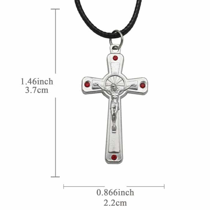 金属十字架-耶稣受难像-红钻-无镍-3.7x2.2cm Catholic religious art