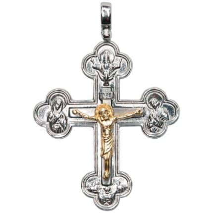 十字架-天主奥妙-耶稣-925纯银-金色-大号