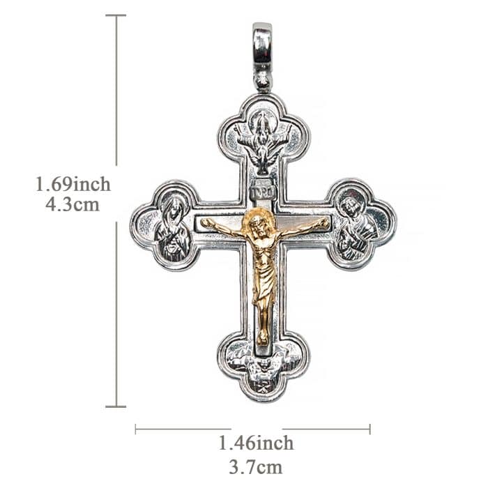 十字架-天主奥妙-耶稣-925纯银-金色-大号 Catholic religious art