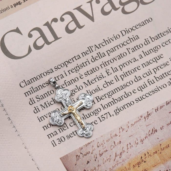 十字架-天主奥妙-耶稣-925纯银-金色-大号 Catholic religious art